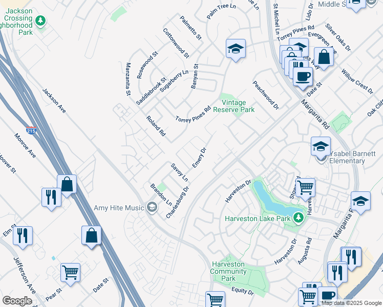 map of restaurants, bars, coffee shops, grocery stores, and more near 27288 Dayton Lane in Temecula