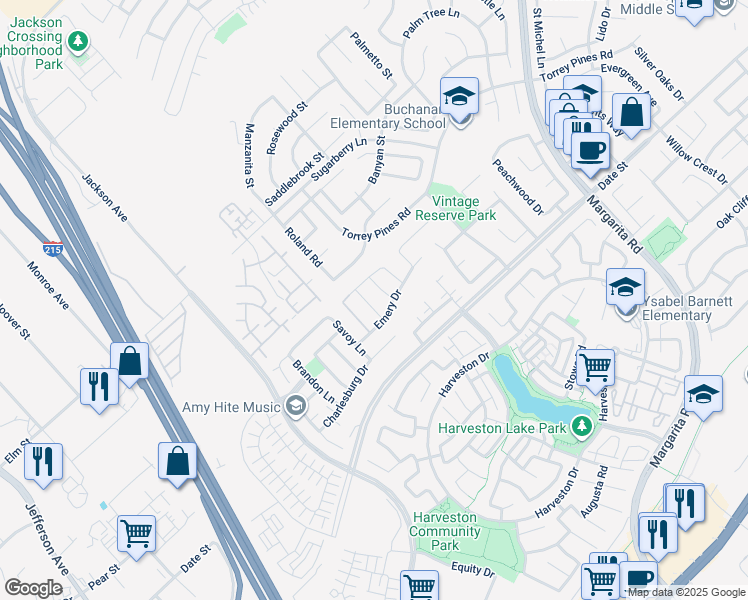 map of restaurants, bars, coffee shops, grocery stores, and more near 27288 Dayton Lane in Temecula