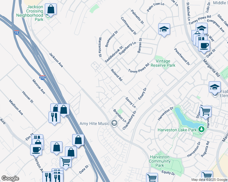 map of restaurants, bars, coffee shops, grocery stores, and more near 26408 Arboretum Way in Murrieta