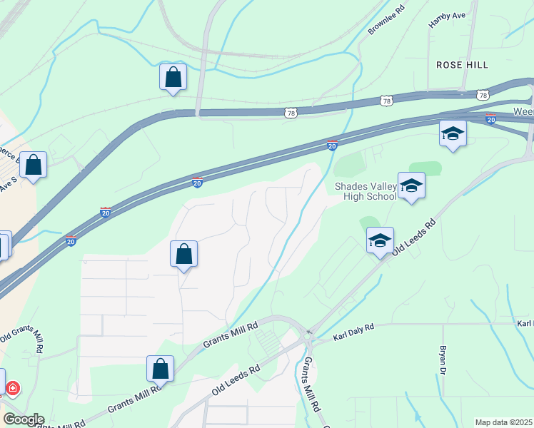 map of restaurants, bars, coffee shops, grocery stores, and more near 3946 Crest Landing in Irondale