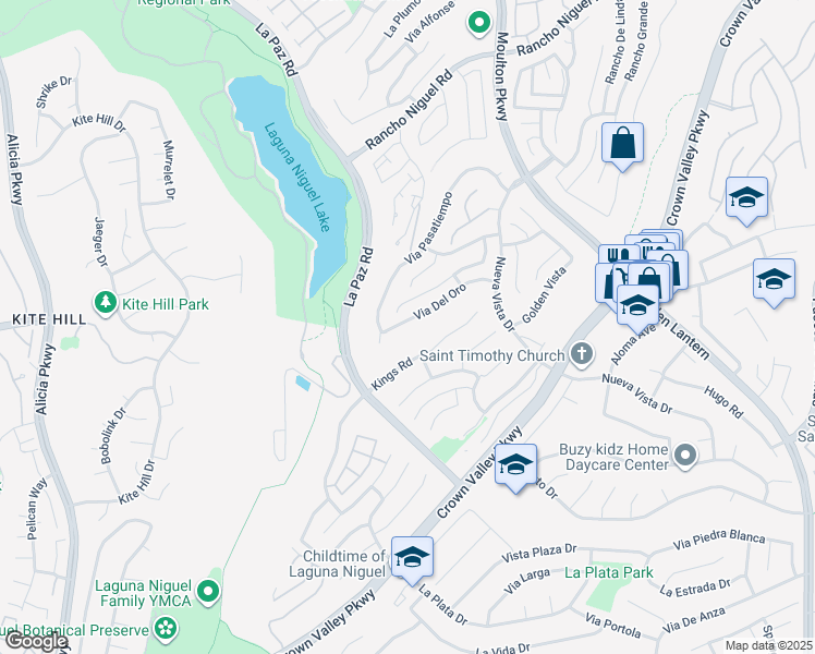 map of restaurants, bars, coffee shops, grocery stores, and more near 24572 Via Del Oro in Laguna Niguel