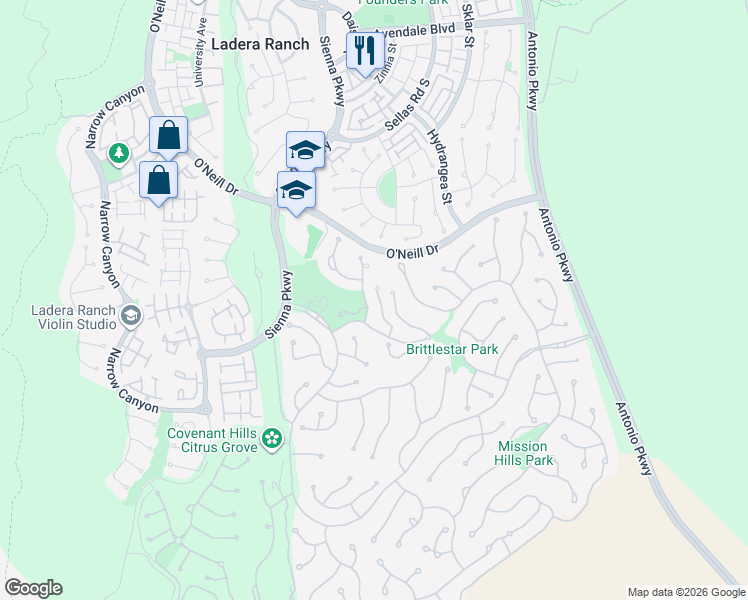 map of restaurants, bars, coffee shops, grocery stores, and more near 21 Chianti in Ladera Ranch