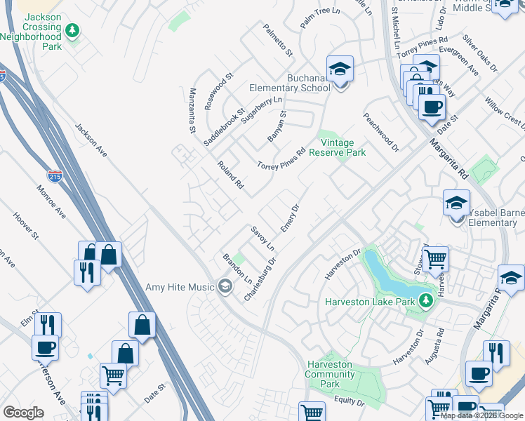 map of restaurants, bars, coffee shops, grocery stores, and more near 40324 Garrison Drive in Temecula
