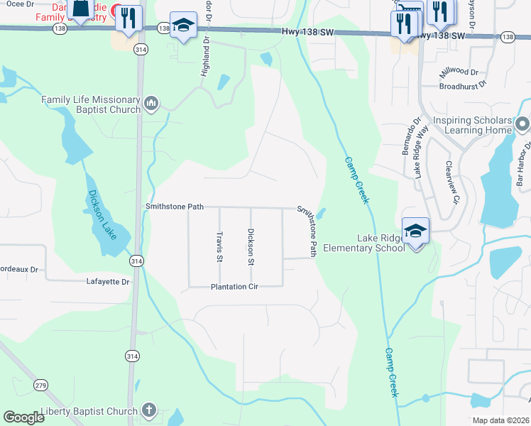 map of restaurants, bars, coffee shops, grocery stores, and more near 229 Smithstone Path in Fayetteville