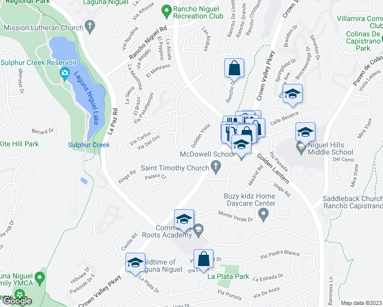 map of restaurants, bars, coffee shops, grocery stores, and more near 24852 Golden Vista in Laguna Niguel