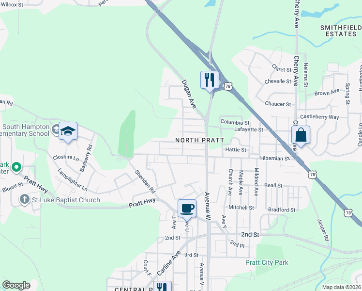 map of restaurants, bars, coffee shops, grocery stores, and more near 941 Trilby Street in Birmingham