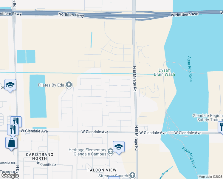map of restaurants, bars, coffee shops, grocery stores, and more near 12450 West State Avenue in Maricopa County