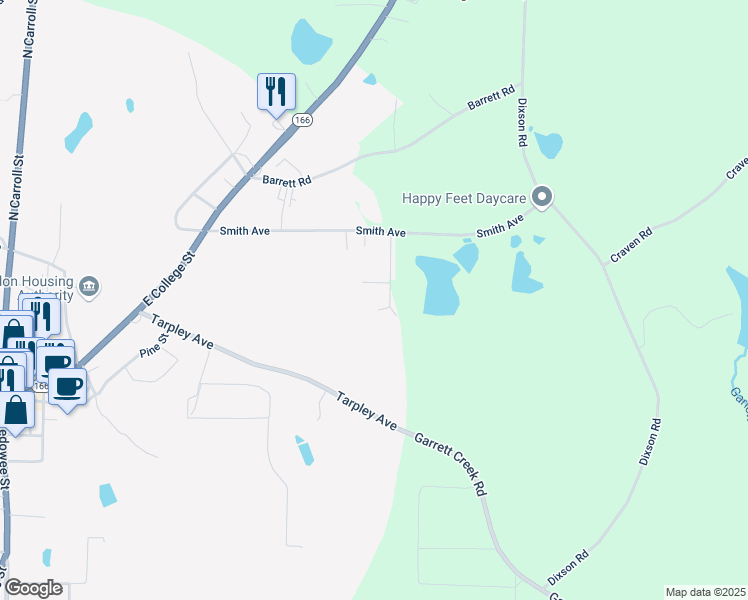 map of restaurants, bars, coffee shops, grocery stores, and more near 145 Scarlett Place Drive in Bowdon