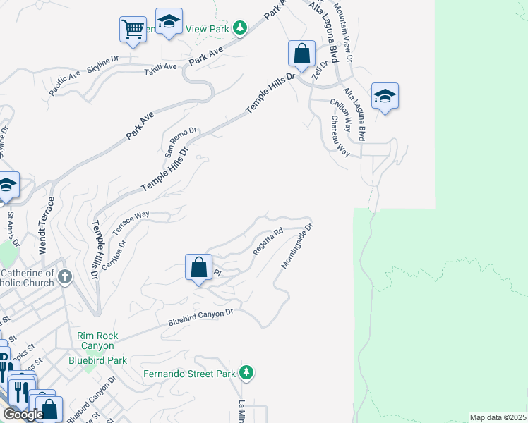 map of restaurants, bars, coffee shops, grocery stores, and more near 1375 Morningside Drive in Laguna Beach
