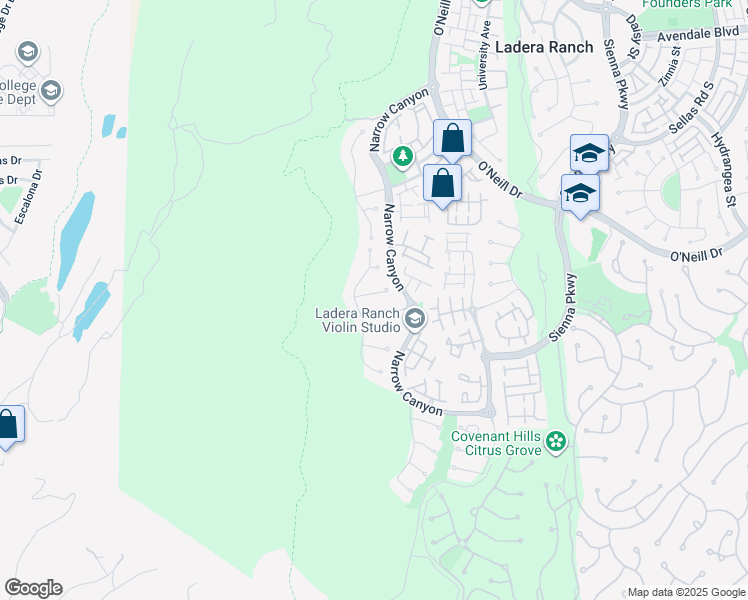 map of restaurants, bars, coffee shops, grocery stores, and more near 12 Gardenia Street in Ladera Ranch