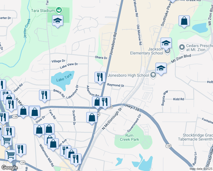 map of restaurants, bars, coffee shops, grocery stores, and more near in Jonesboro