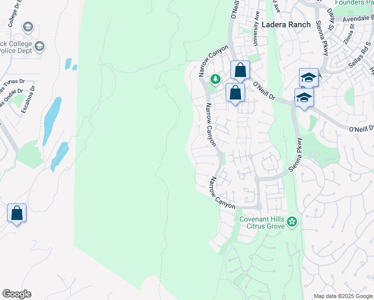 map of restaurants, bars, coffee shops, grocery stores, and more near 29 Snow Bush Street in Ladera Ranch