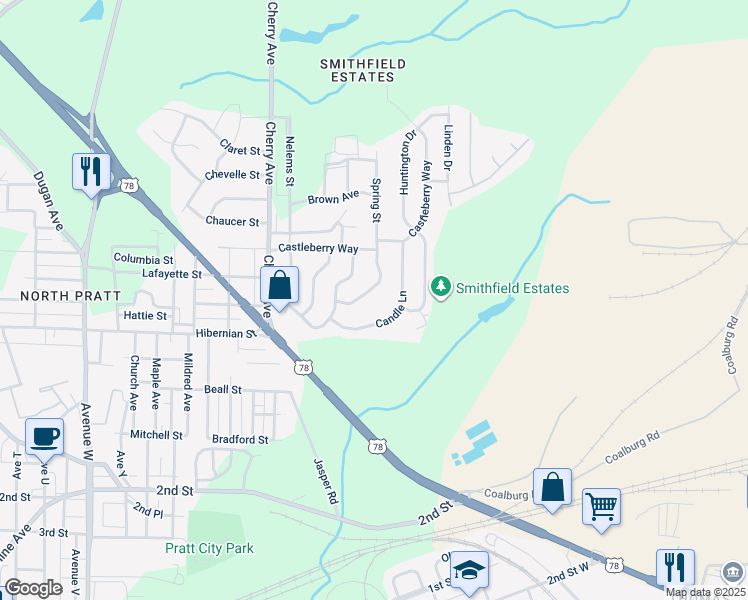 map of restaurants, bars, coffee shops, grocery stores, and more near 620 Candle Lane in Birmingham