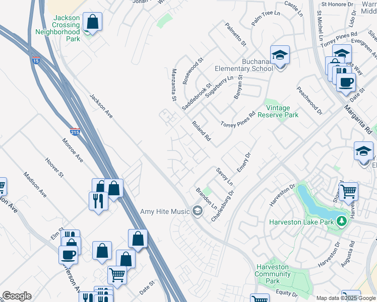 map of restaurants, bars, coffee shops, grocery stores, and more near 26402 Arboretum Way in Murrieta