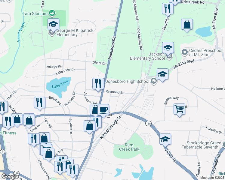 map of restaurants, bars, coffee shops, grocery stores, and more near in Jonesboro