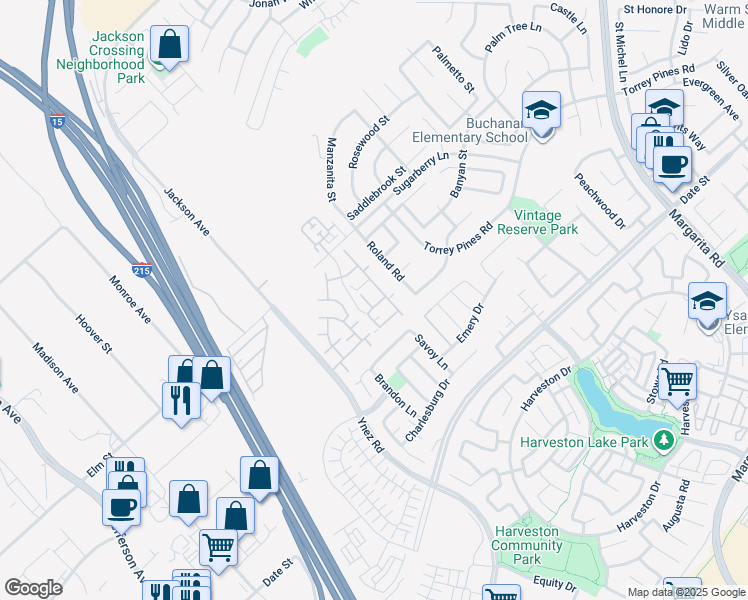 map of restaurants, bars, coffee shops, grocery stores, and more near 26408 Arboretum Way in Murrieta
