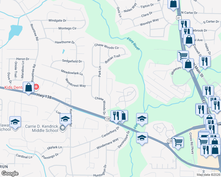 map of restaurants, bars, coffee shops, grocery stores, and more near 358 Haverhill Lane in Jonesboro