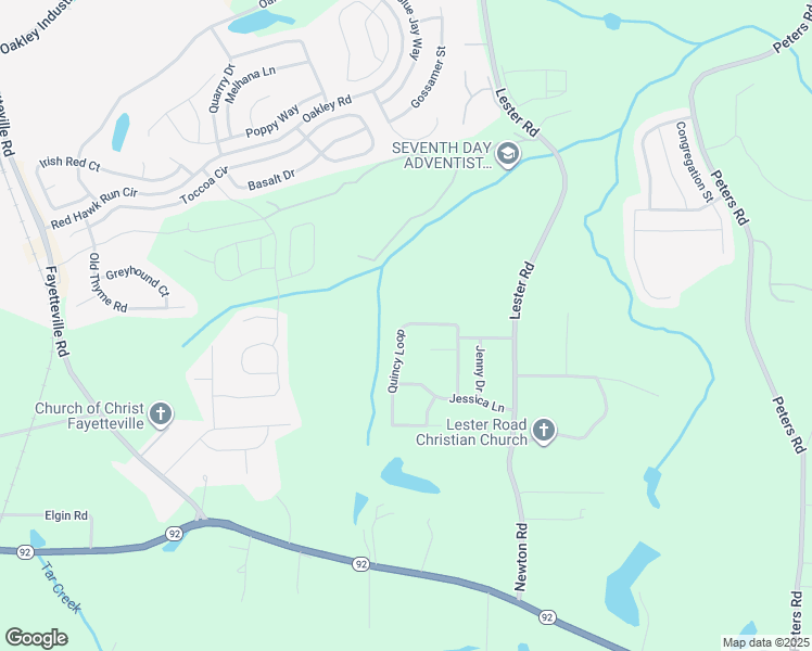 map of restaurants, bars, coffee shops, grocery stores, and more near 2526 Quincy Loop in Fairburn