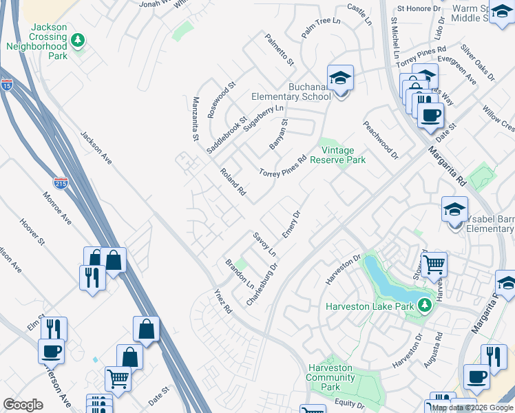 map of restaurants, bars, coffee shops, grocery stores, and more near 40324 Garrison Drive in Temecula