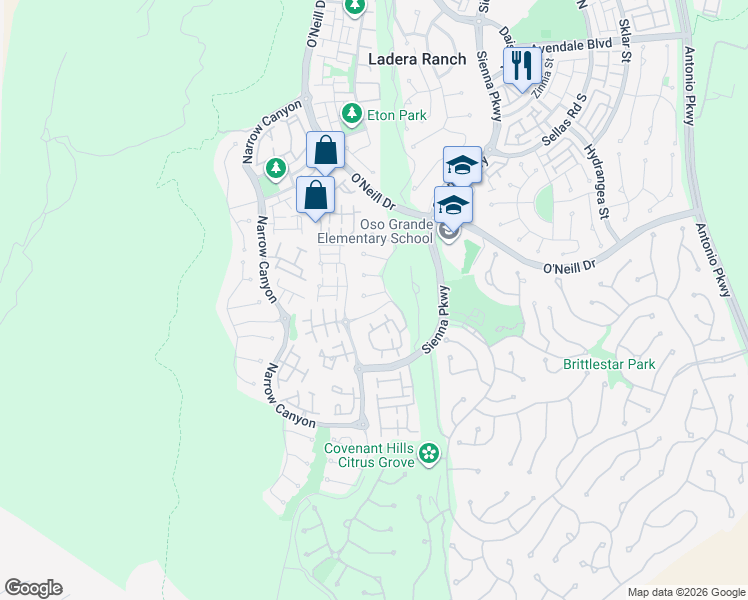 map of restaurants, bars, coffee shops, grocery stores, and more near 35 Bedstraw Loop in Mission Viejo
