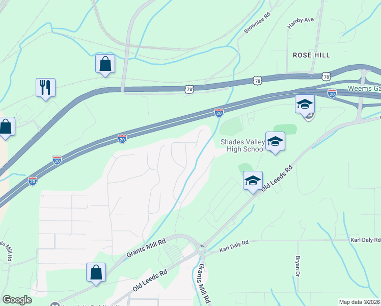 map of restaurants, bars, coffee shops, grocery stores, and more near 1398 Creekside Glen in Irondale