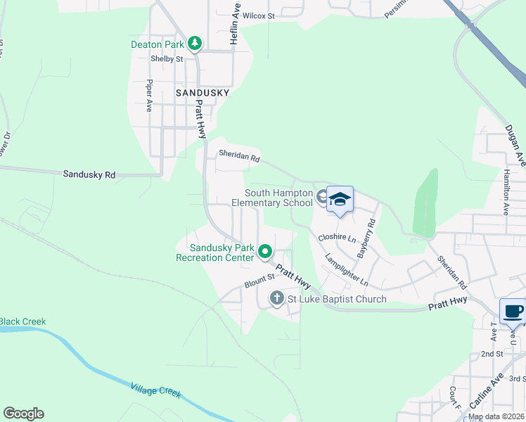 map of restaurants, bars, coffee shops, grocery stores, and more near 100 Fairfax Avenue in Birmingham