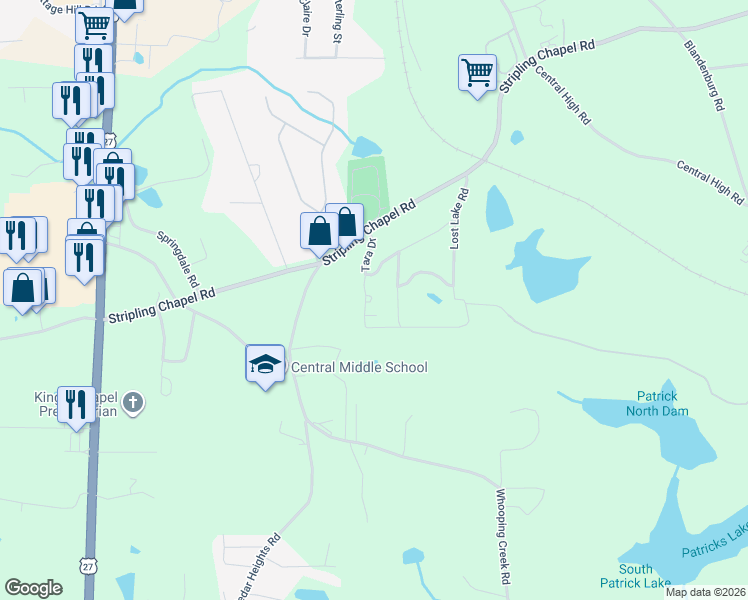 map of restaurants, bars, coffee shops, grocery stores, and more near 110 Tara Drive in Carrollton