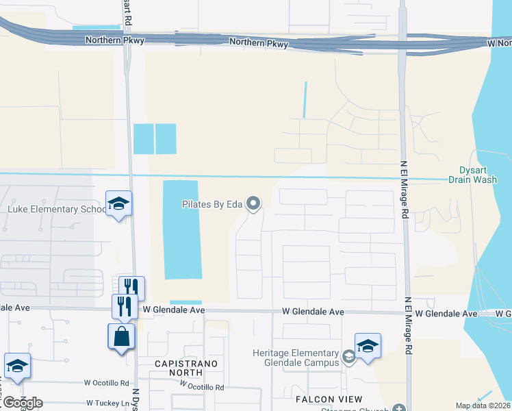 map of restaurants, bars, coffee shops, grocery stores, and more near 12728 West Gardenia Drive in Maricopa County