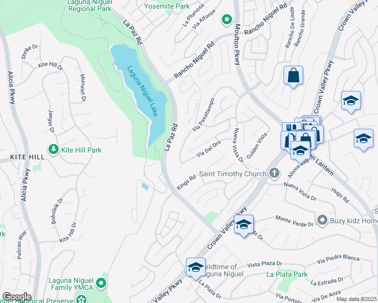 map of restaurants, bars, coffee shops, grocery stores, and more near 24722 Via Carlos in Laguna Niguel