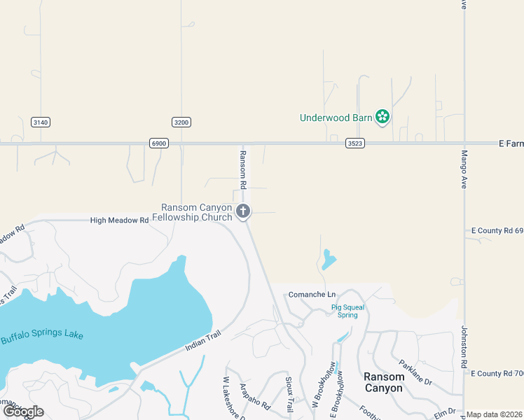 map of restaurants, bars, coffee shops, grocery stores, and more near 8310 Farm to Market Road 3523 in Ransom Canyon