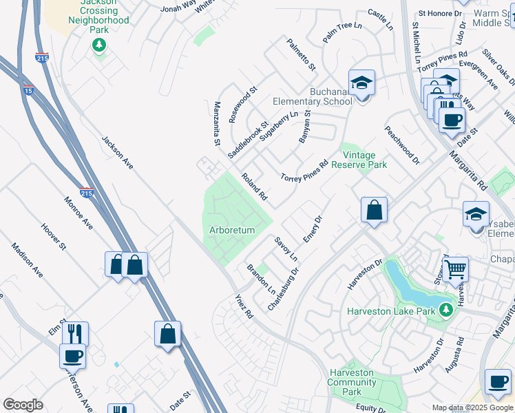 map of restaurants, bars, coffee shops, grocery stores, and more near 26432 Arboretum Way in Murrieta