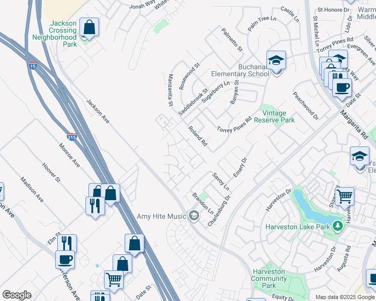 map of restaurants, bars, coffee shops, grocery stores, and more near 26368 Arboretum Way in Murrieta