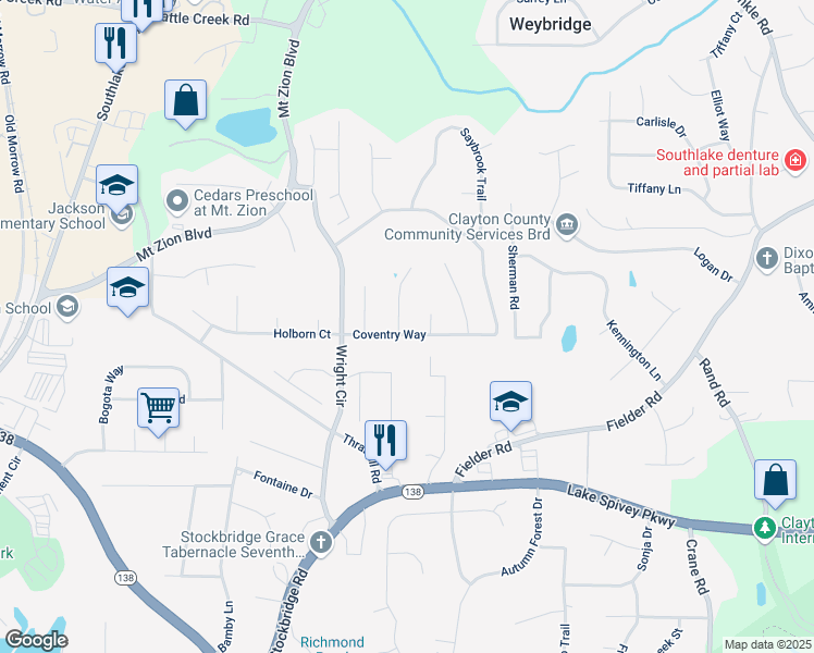 map of restaurants, bars, coffee shops, grocery stores, and more near 7766 Hampton Cove in Jonesboro