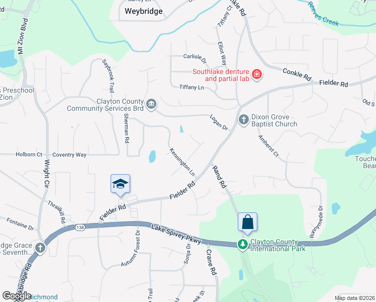map of restaurants, bars, coffee shops, grocery stores, and more near 2224 Danver Court in Jonesboro