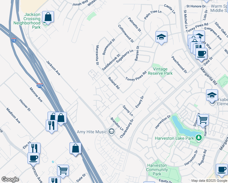 map of restaurants, bars, coffee shops, grocery stores, and more near 40370 Kaelan Court in Murrieta