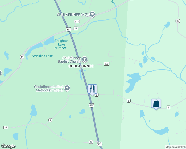 map of restaurants, bars, coffee shops, grocery stores, and more near 128 County Road 923 in Heflin