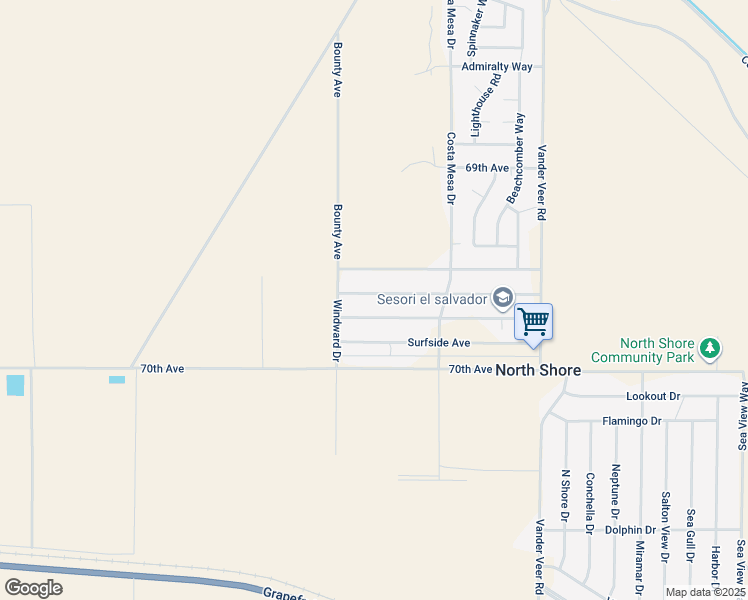 map of restaurants, bars, coffee shops, grocery stores, and more near Yawl Avenue in Riverside County