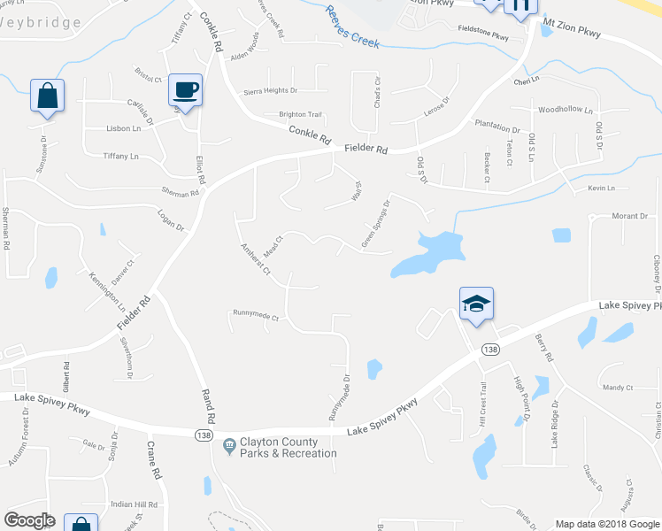 map of restaurants, bars, coffee shops, grocery stores, and more near 7752 New Castle Way in Jonesboro