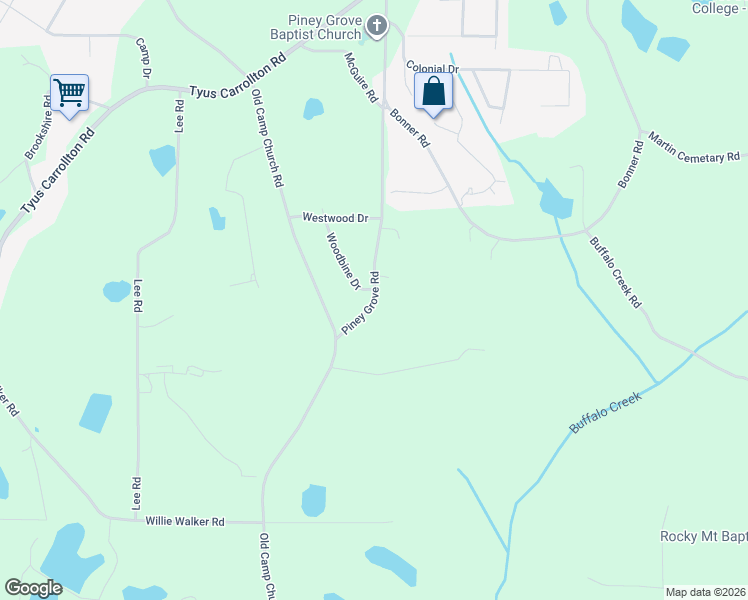 map of restaurants, bars, coffee shops, grocery stores, and more near 400 Piney Grove Road in Carrollton