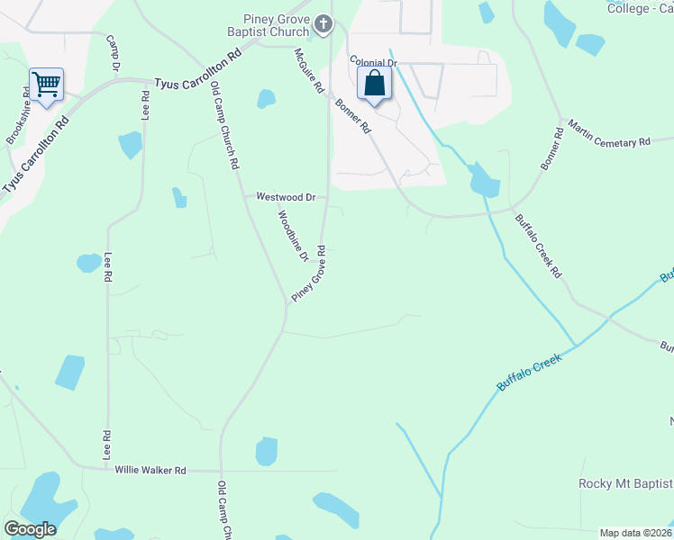 map of restaurants, bars, coffee shops, grocery stores, and more near 400 Piney Grove Road in Carrollton