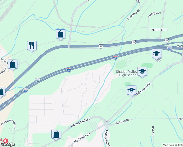 map of restaurants, bars, coffee shops, grocery stores, and more near 3978 Valley Manor in Irondale