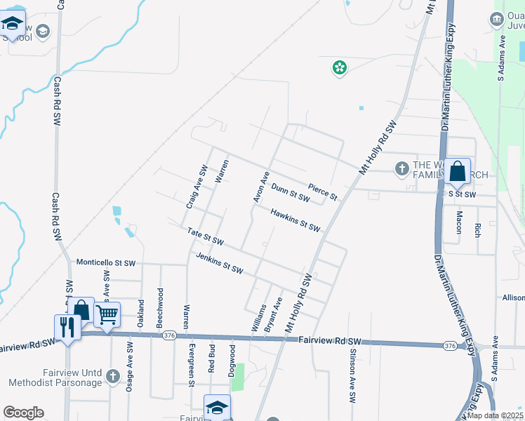 map of restaurants, bars, coffee shops, grocery stores, and more near 475 Hawkins Street Southwest in Camden