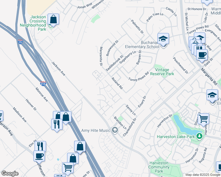 map of restaurants, bars, coffee shops, grocery stores, and more near 26352 Arboretum Way in Murrieta