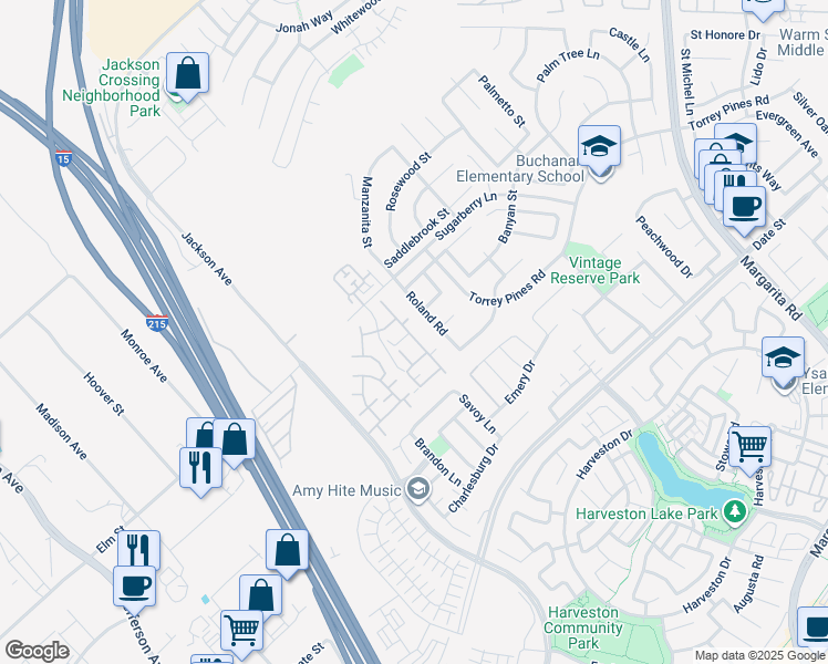 map of restaurants, bars, coffee shops, grocery stores, and more near 26352 Arboretum Way in Murrieta