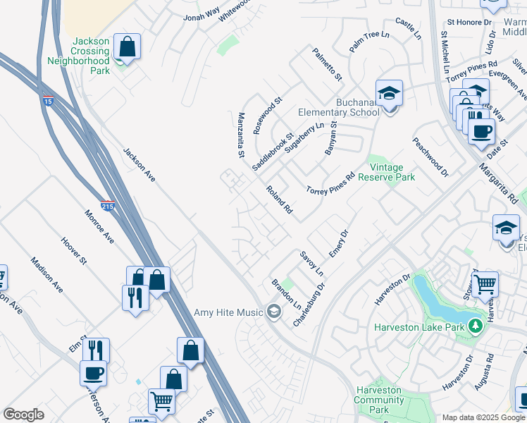 map of restaurants, bars, coffee shops, grocery stores, and more near 26352 Arboretum Way in Murrieta
