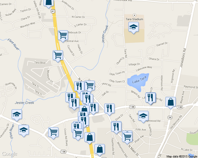 map of restaurants, bars, coffee shops, grocery stores, and more near 888 Madison Ct in Jonesboro
