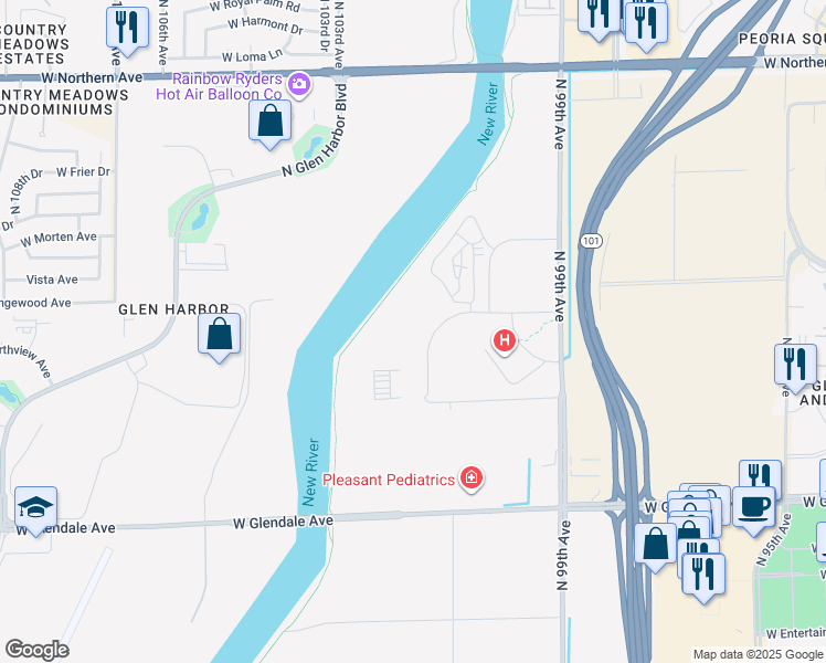 map of restaurants, bars, coffee shops, grocery stores, and more near 10020 West Glendale Avenue in Glendale