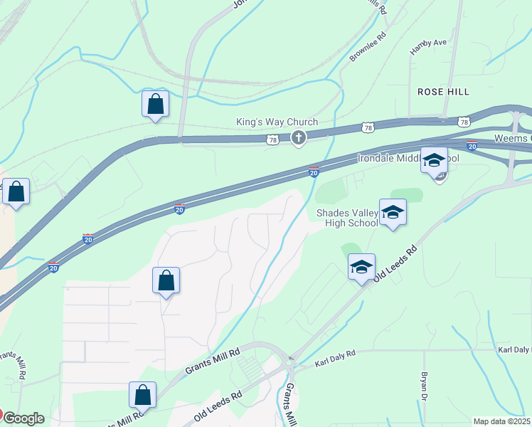map of restaurants, bars, coffee shops, grocery stores, and more near 4002 Valley Manor in Irondale