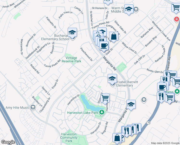 map of restaurants, bars, coffee shops, grocery stores, and more near 28834 Lexington Road in Temecula