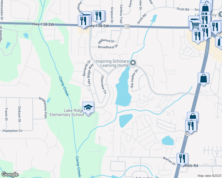 map of restaurants, bars, coffee shops, grocery stores, and more near 7771 West Shore Court in Riverdale